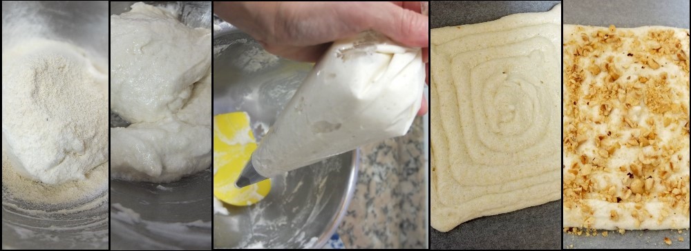 Dacquoise piping for dreamy chocolate hazelnut mini cakes