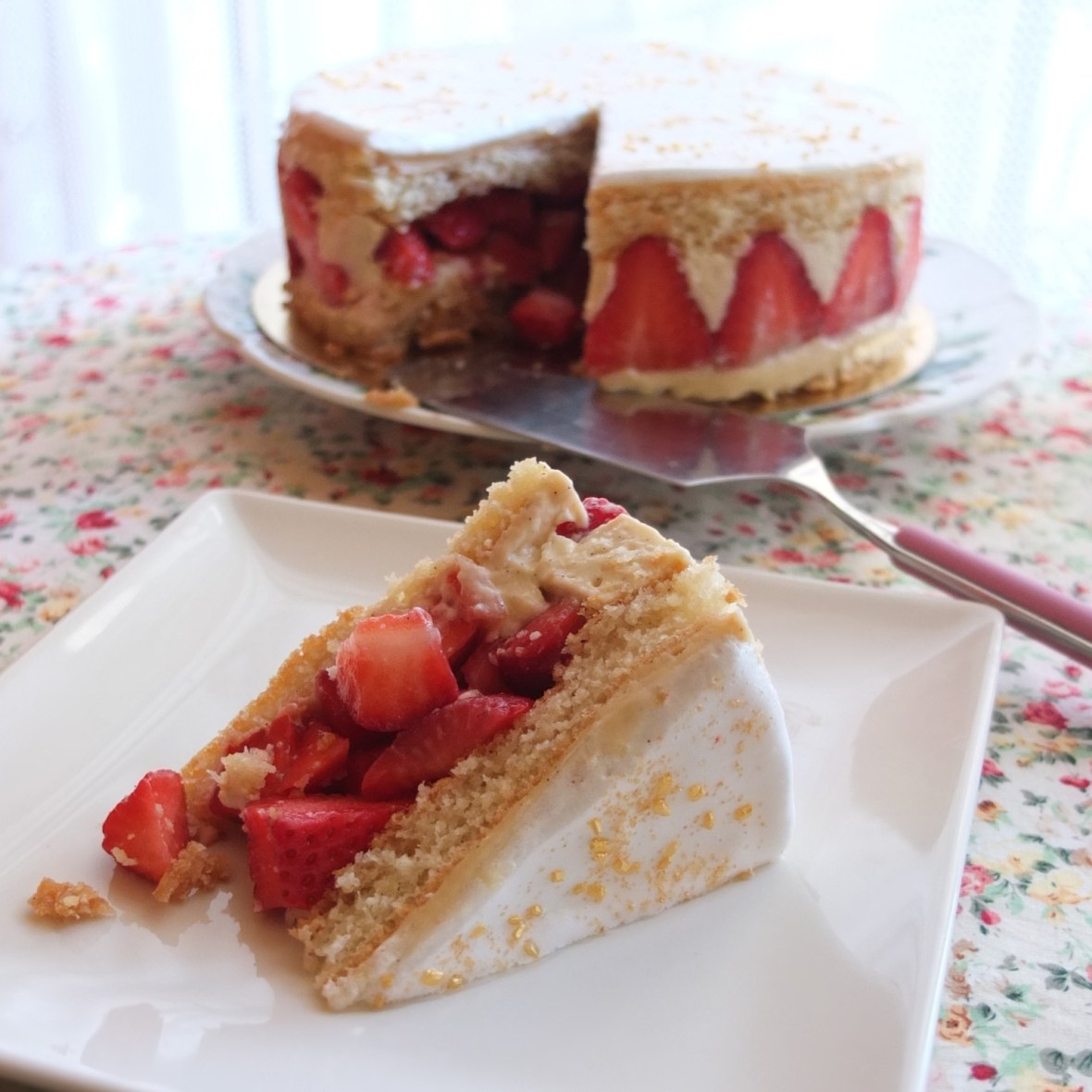 Healthier Fraisier (strawberry cake)