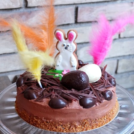 moist Easter chocolate and vanilla sponge cake