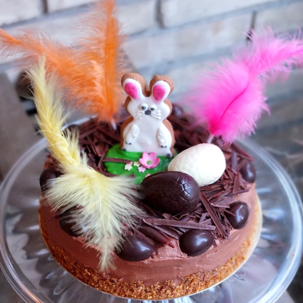 moist Easter chocolate and vanilla sponge cake