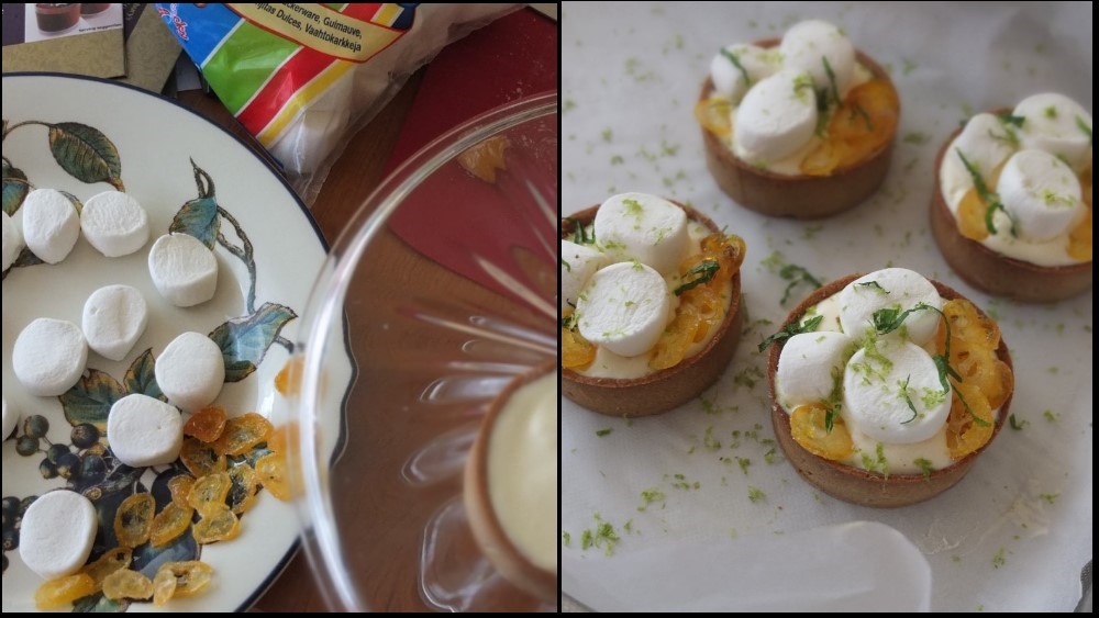 Assembling ginger and lime marshmallow tarts 2
