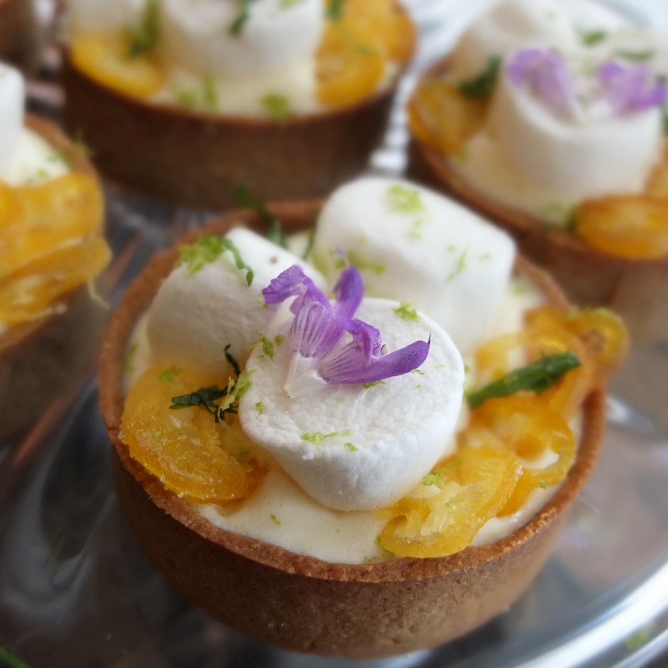 Ginger and lime marshmallow cloud tarts