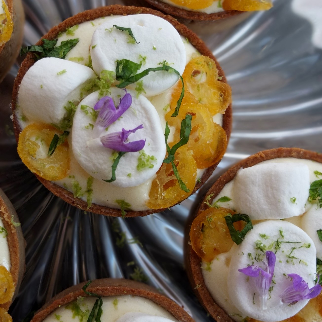 Ginger and lime marshmallow cloud tarts