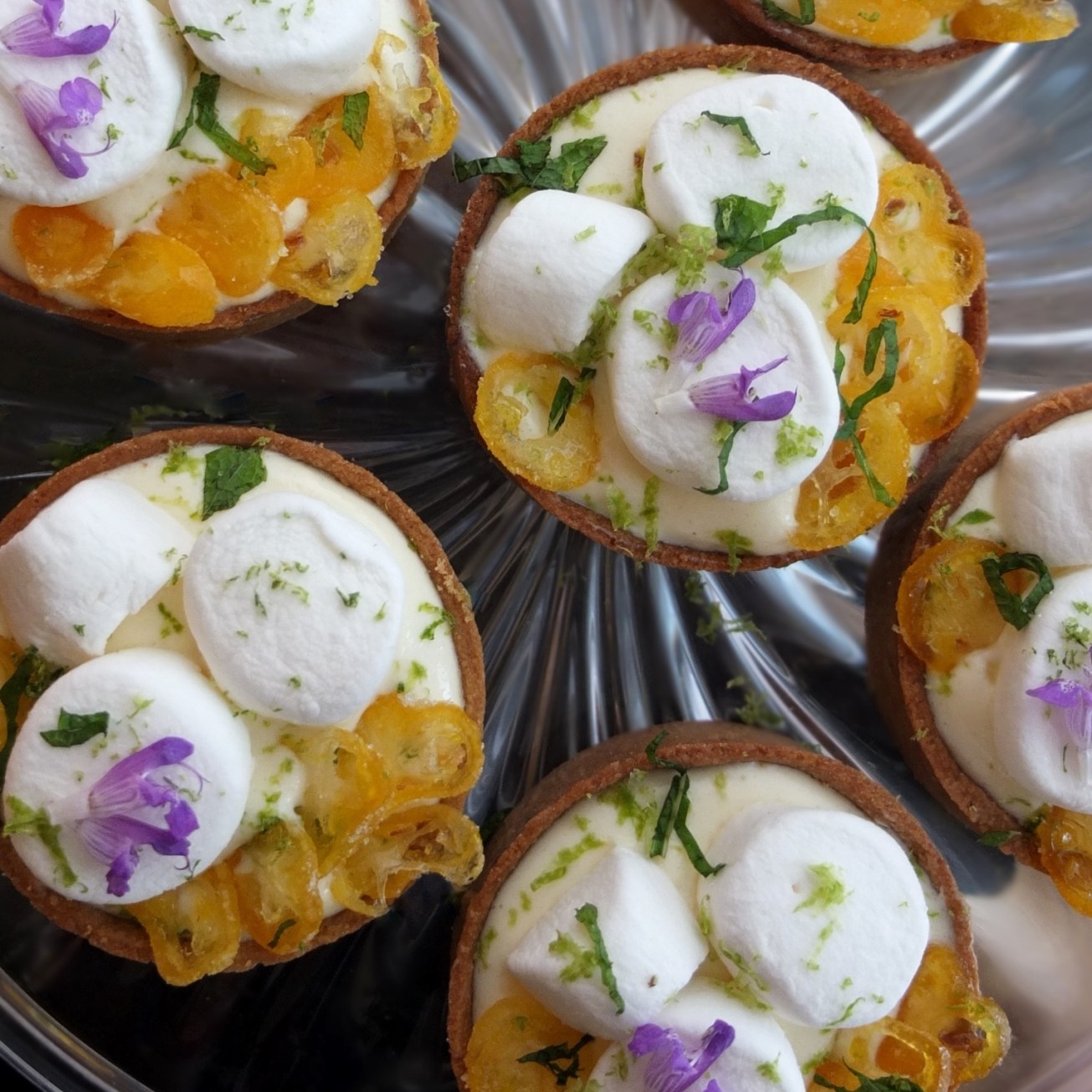 Ginger and lime marshmallow cloud tarts