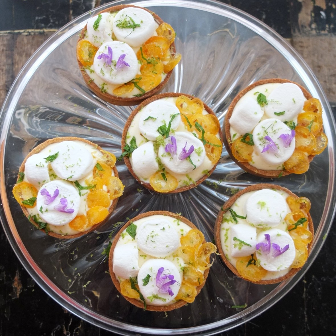Ginger and lime marshmallow cloud tarts