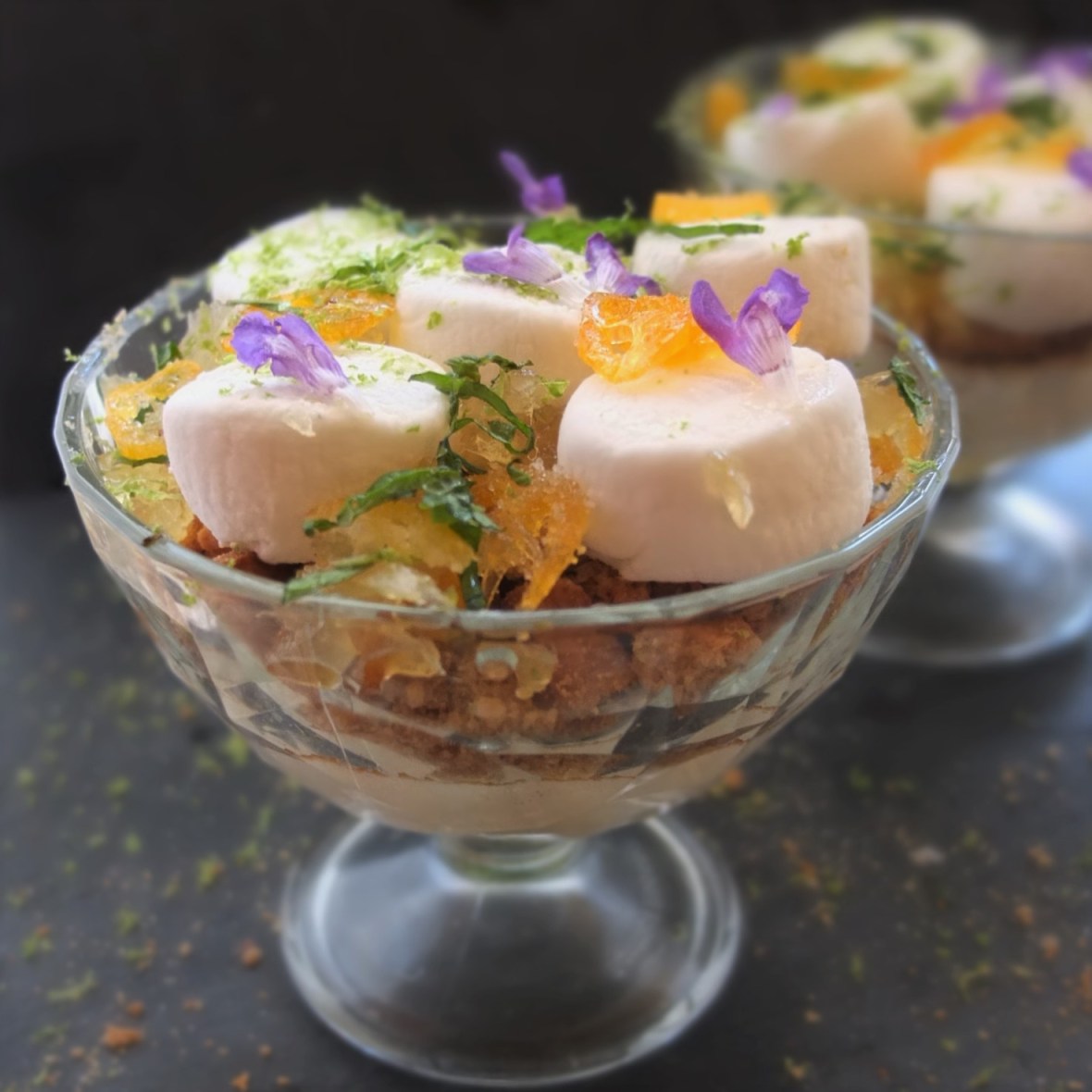 Deconstructed Ginger and lime marshmallow cloud tarts