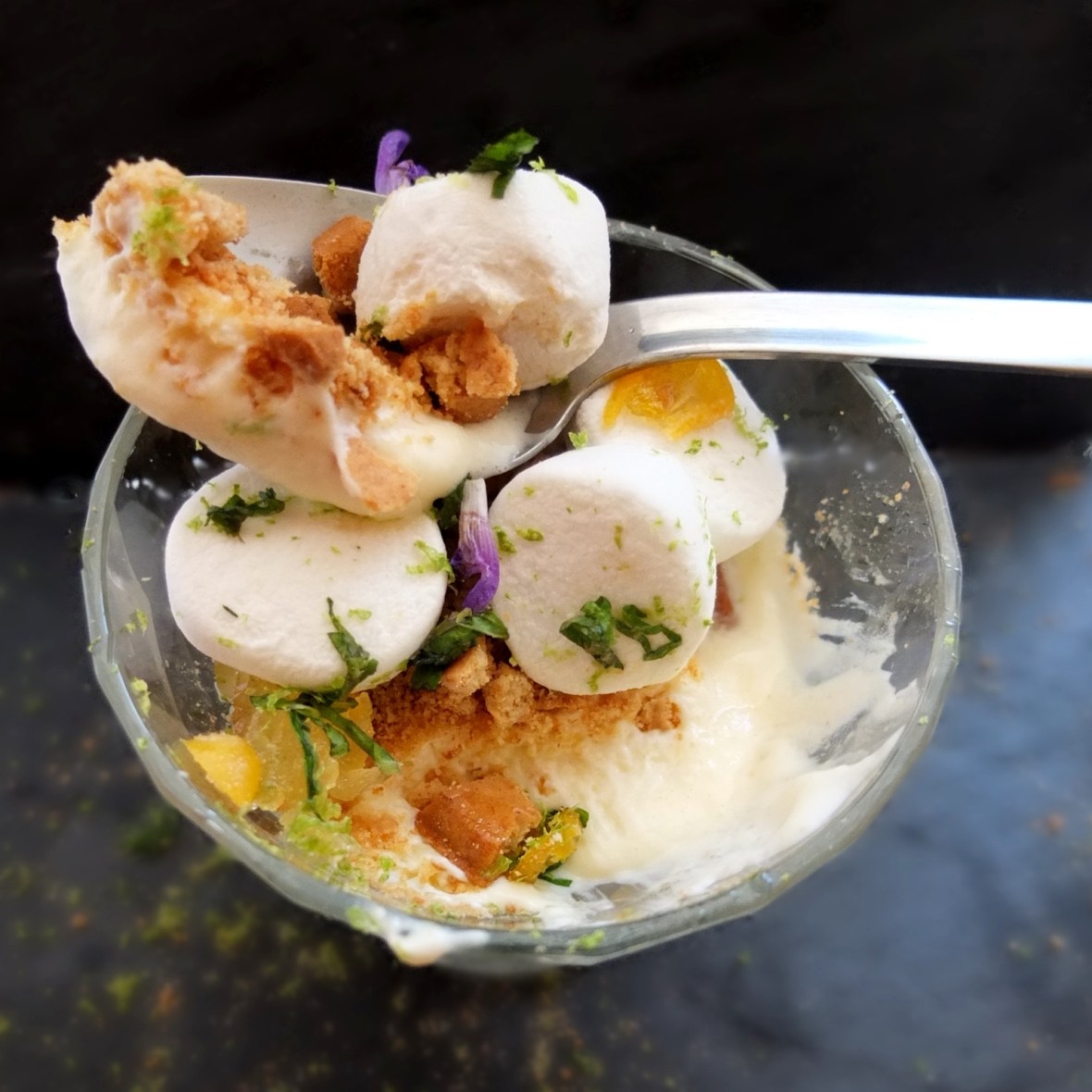 Deconstructed Ginger and lime marshmallow cloud tarts