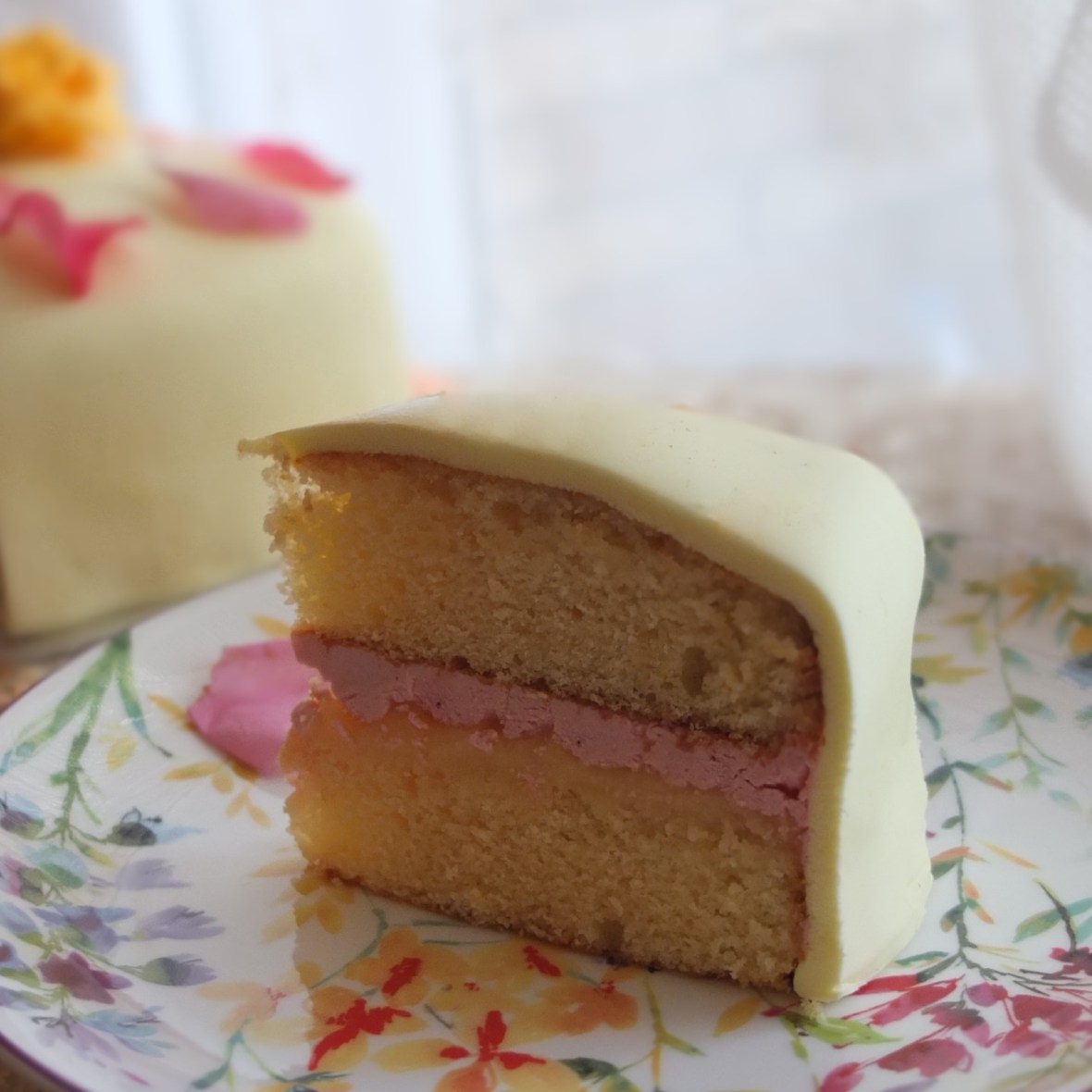 Lemon drizzle and rapsberry layer cake
