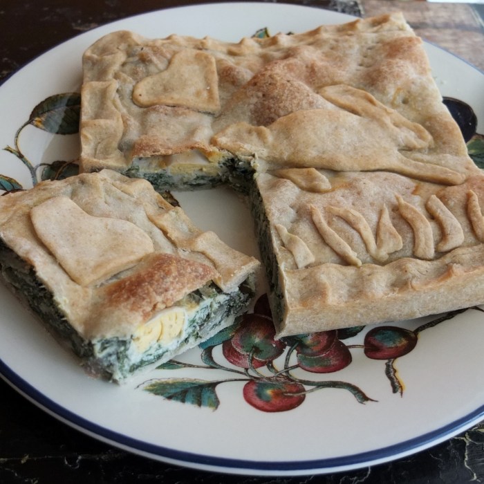 Torta pasqualina, Italian easter pie with swiss chard, cheese, quark and quail's eggs
