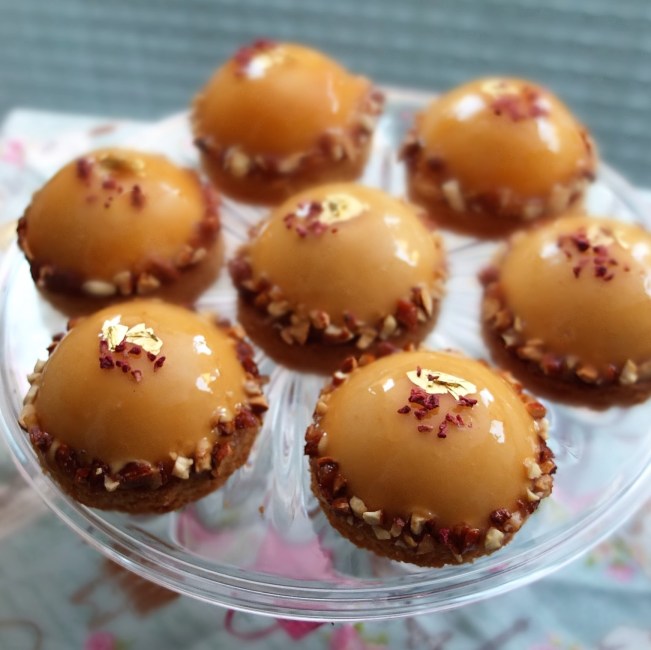 Dreams of Florence, caramel-raspberry dome cakes 