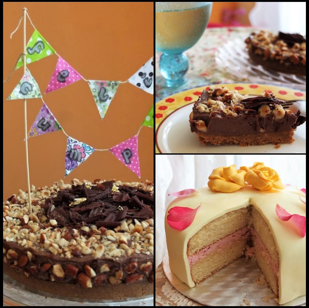 Nutella cheesecake and lemon drizzle layer cake collage