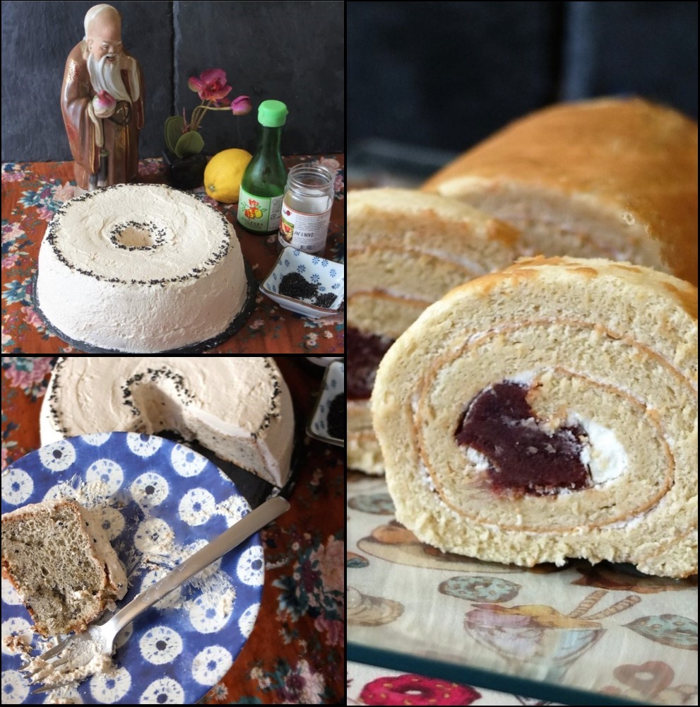 sesame chiffon and green tea roll j