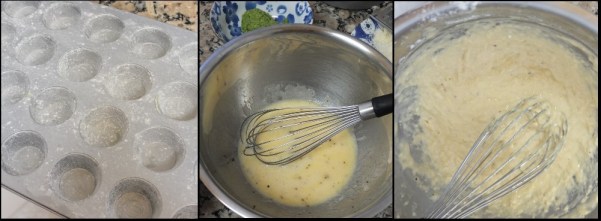 Pesto spelt mini muffins - making 1