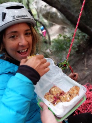 Healthy raspberry, oat and nut squares at the rock