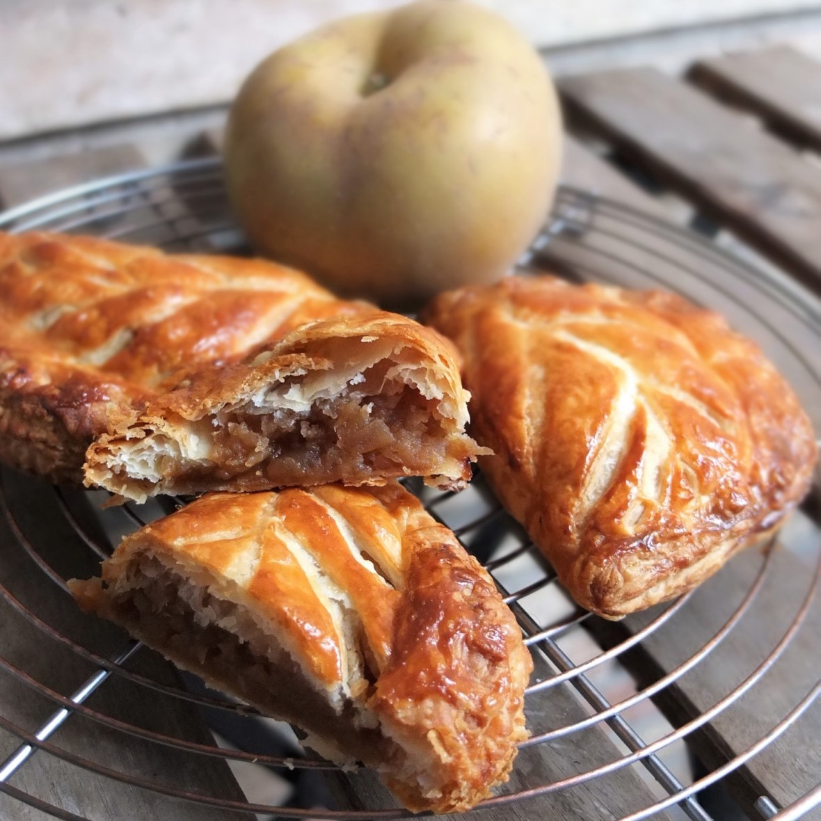 Chaussons aux pommes (apple turnovers) with coconut sugar