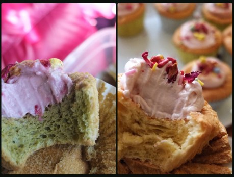 Sprinkle cloud cupcakes with matcha or vanilla soufflé sponge