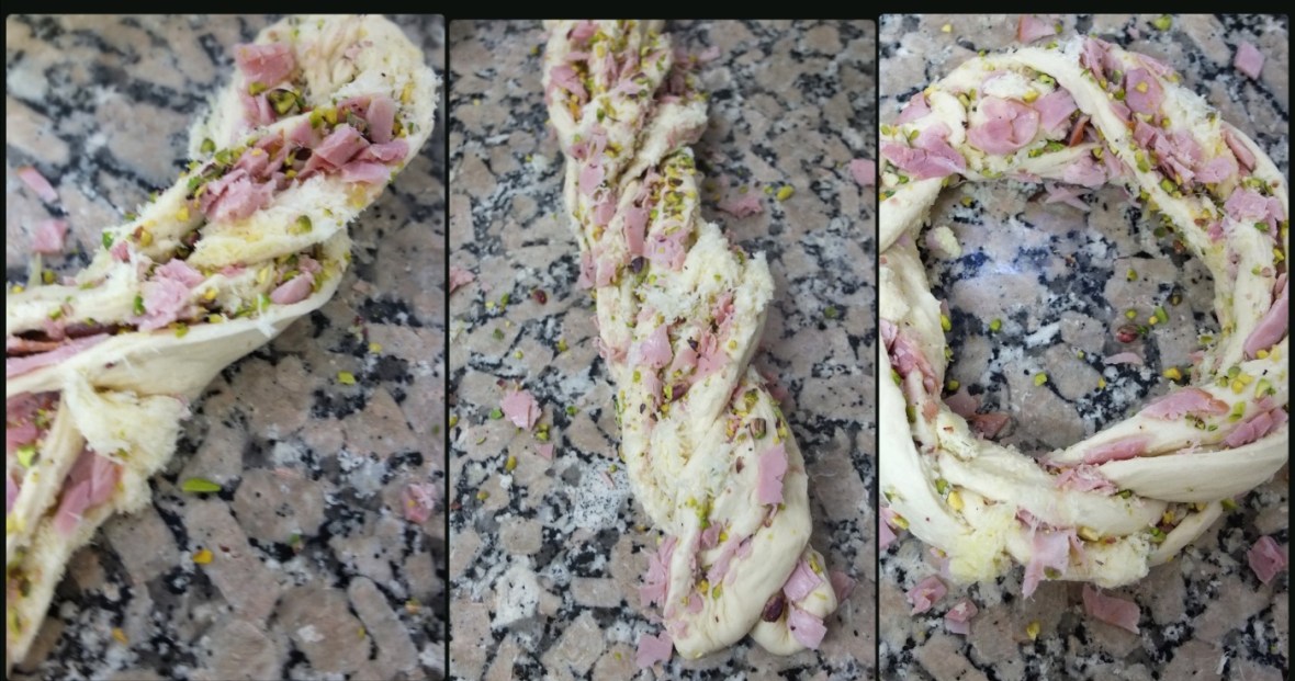 Pain de mie wreath - shaping 6