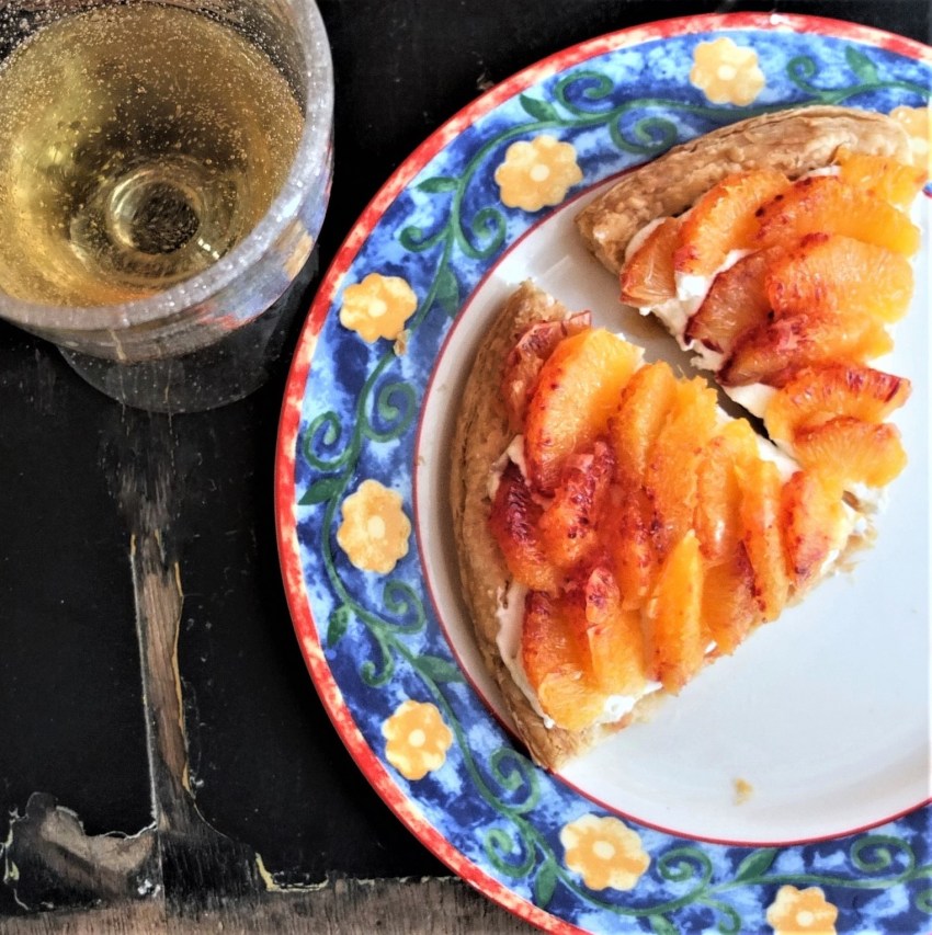 Fresh fruit and cream puff pastry tarts - with blood oranges