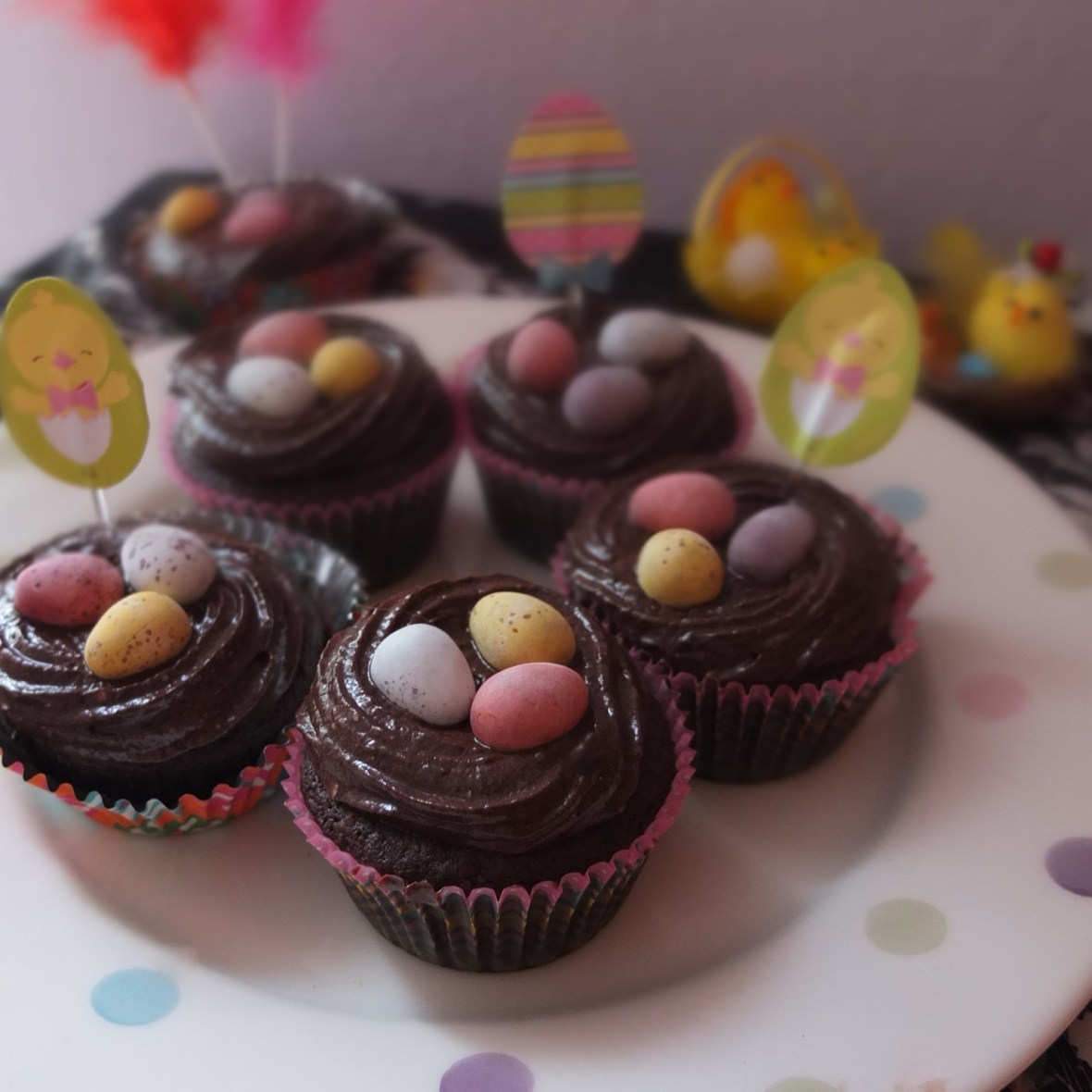 Vegan chocolate easter cupcakes