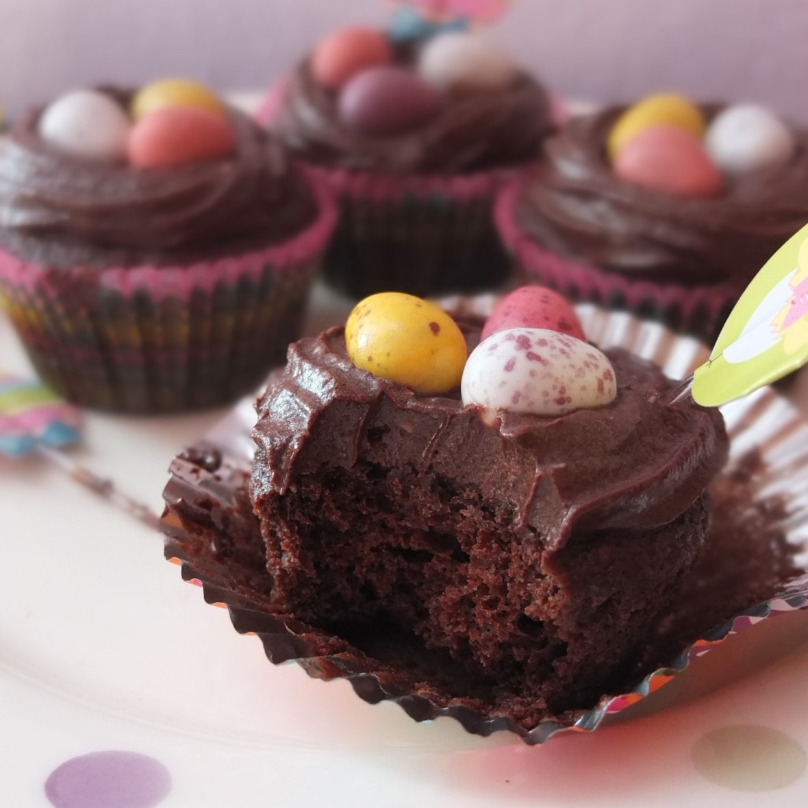 Vegan chocolate easter cupcakes
