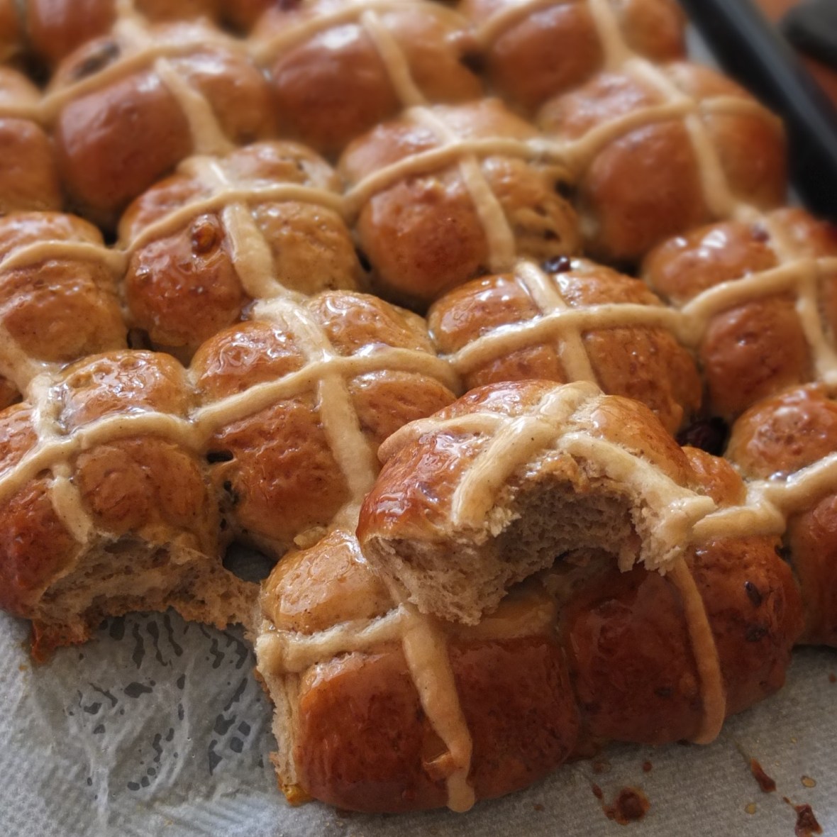 All year round spiced spelt hot cross buns