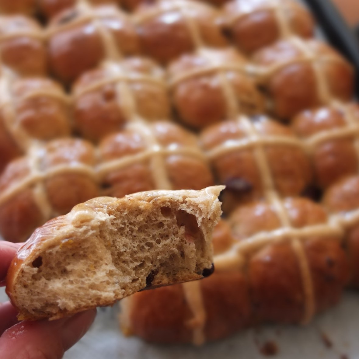 Spiced spelt hot cross buns