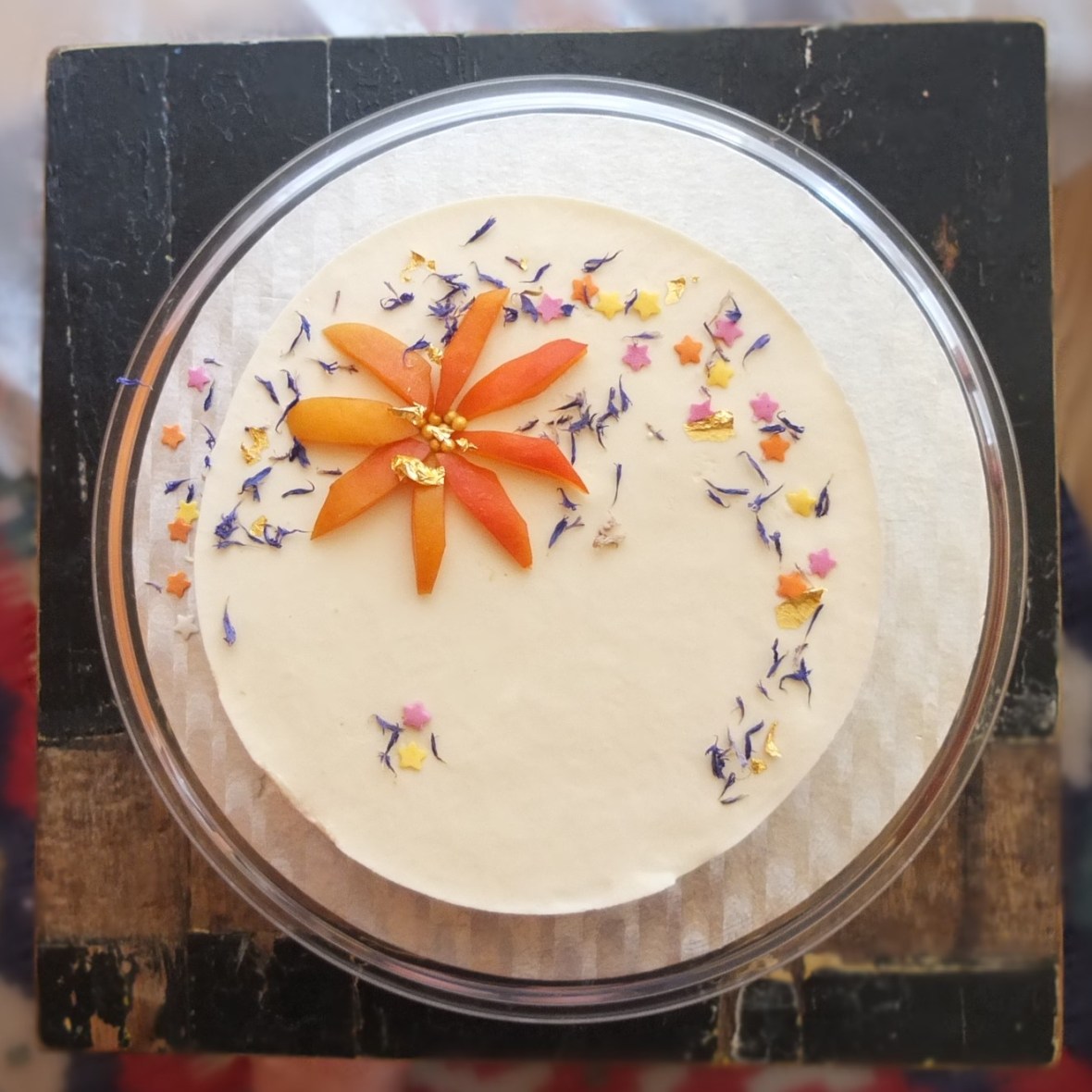 Healthier apricot sunshine mousse cake