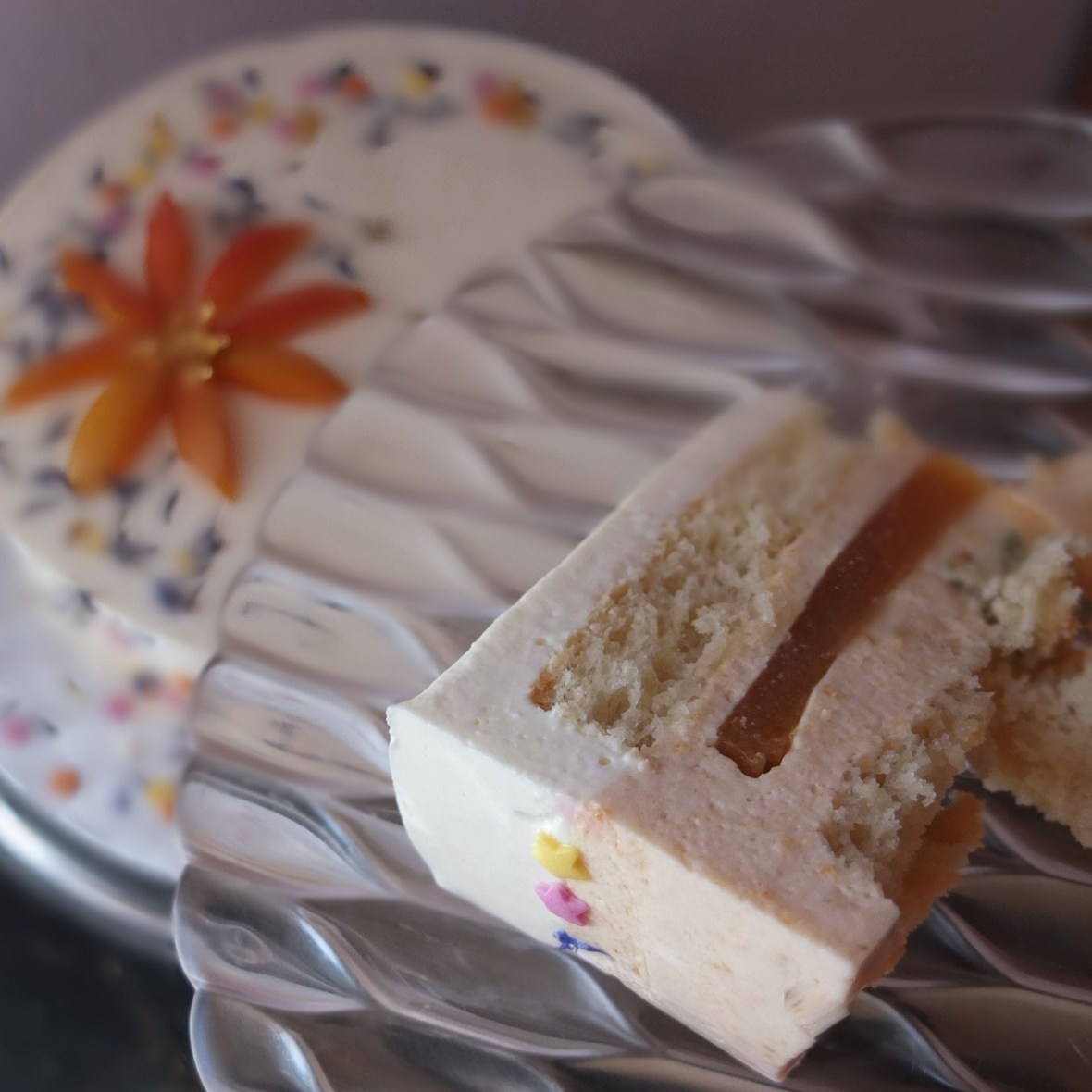 Healthier apricot sunshine mousse cake