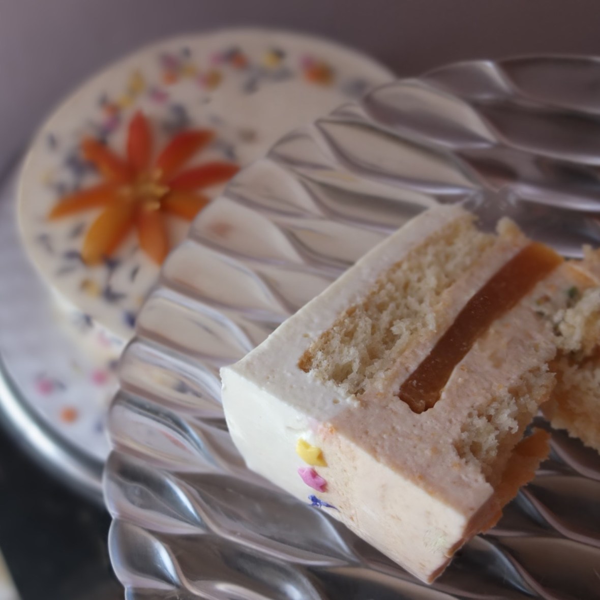 Healthier apricot sunshine mousse cake