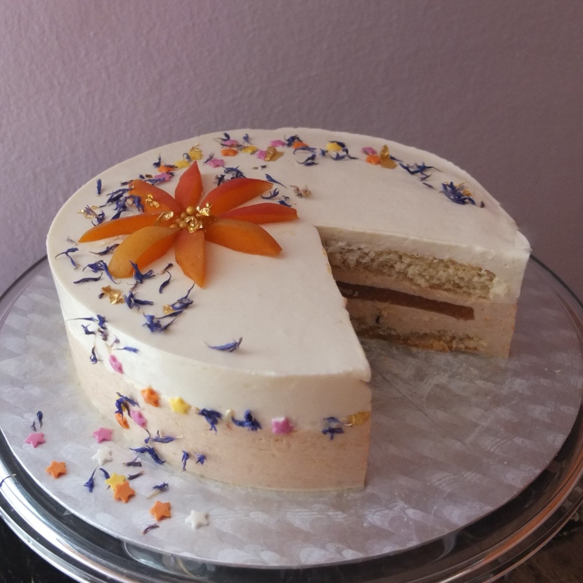 Healthier apricot sunshine mousse cake