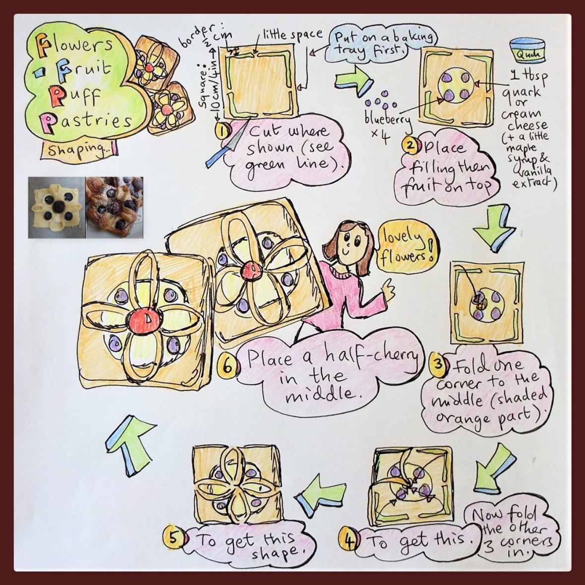 Flowers fruit puff pastries