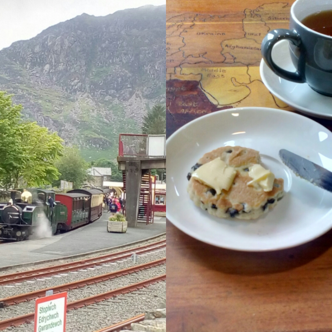 A steam train and traditional Welsh cake
