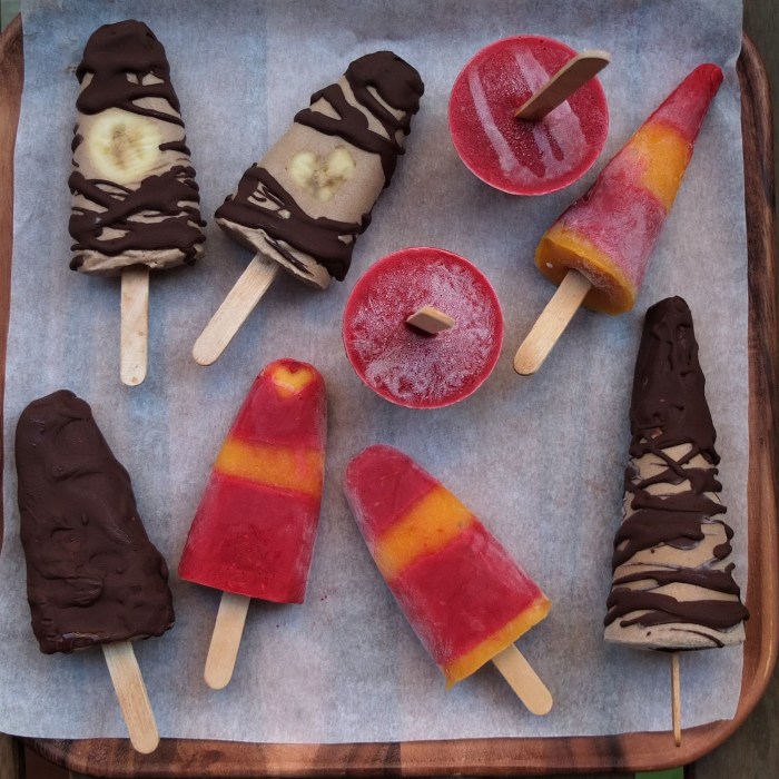 mocha ice lollies or chilli mango and raspberry yoghurt