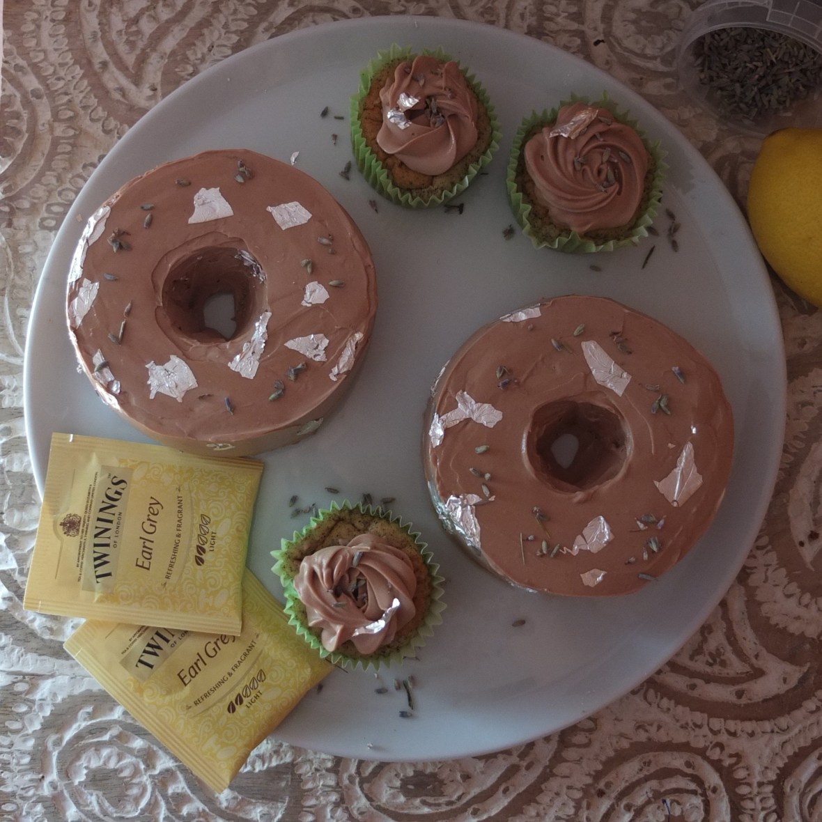 Earl Grey tea, lemon and lavender mini chiffon cakes and cupcakes, glutenfree and low sugar