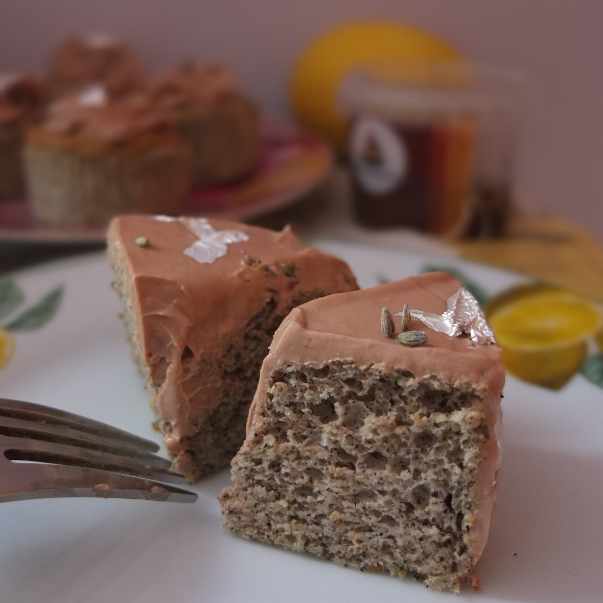 Earl Grey tea, lemon and lavender mini chiffon cakes and cupcakes with chocolate lavender buttercream