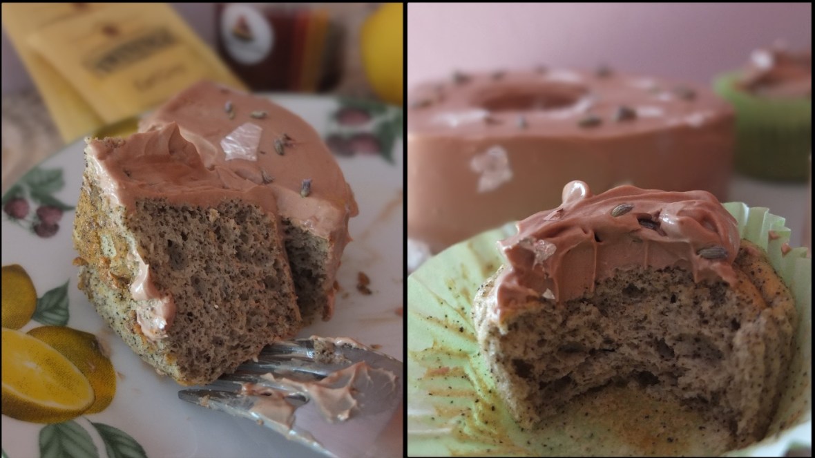 Inside Earl grey tea, lemon and lavender chiffon mini cakes and cupcakes