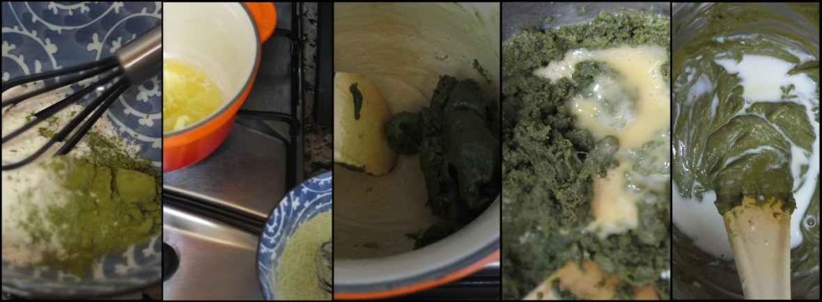 Matcha swiss roll soufflé sponge - making 1