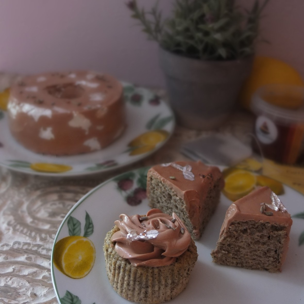 Earl Grey tea, lemon and lavender mini chiffon cakes and cupcakes, glutenfree and low sugar