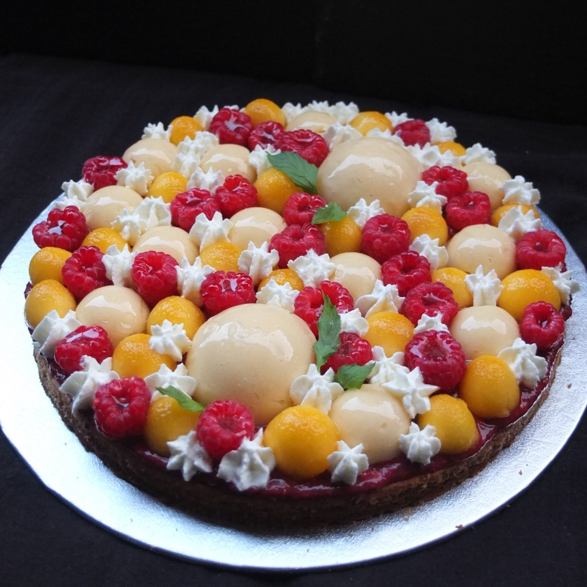 Raspberry, lemon and peach Fantastik tart