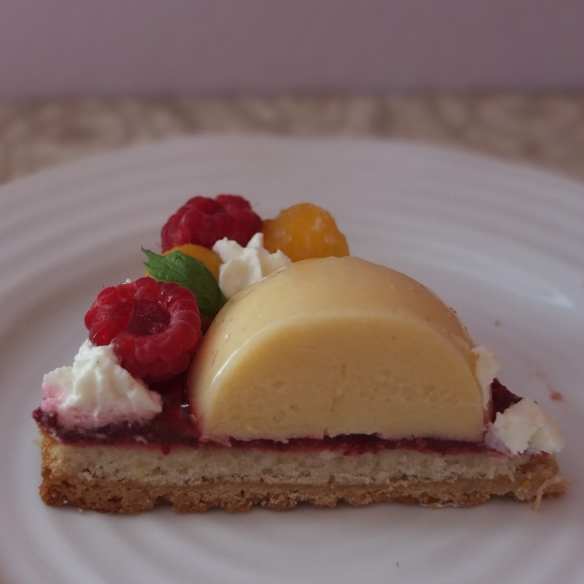 Raspberry, lemon and peach tarte Fantastik
