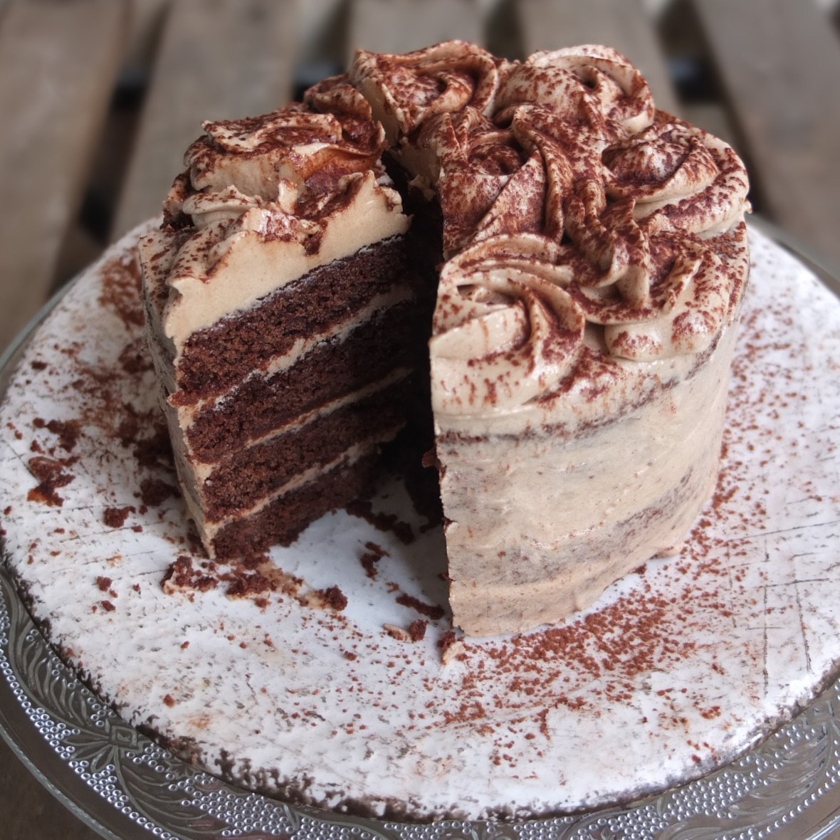 Vegan mocha layer cake