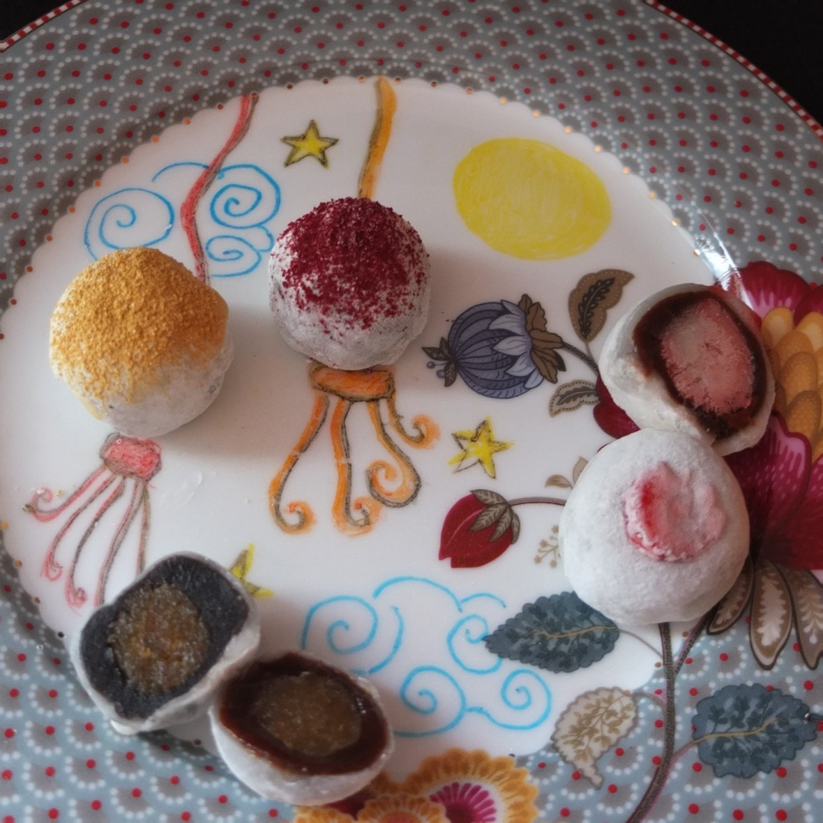 A variety of mochi rice cakes