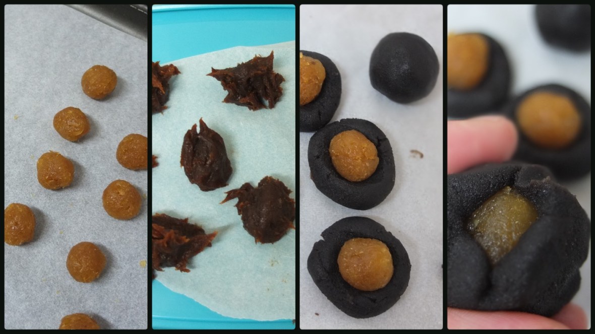 Red bean and pineapple mochi rice cakes - filling