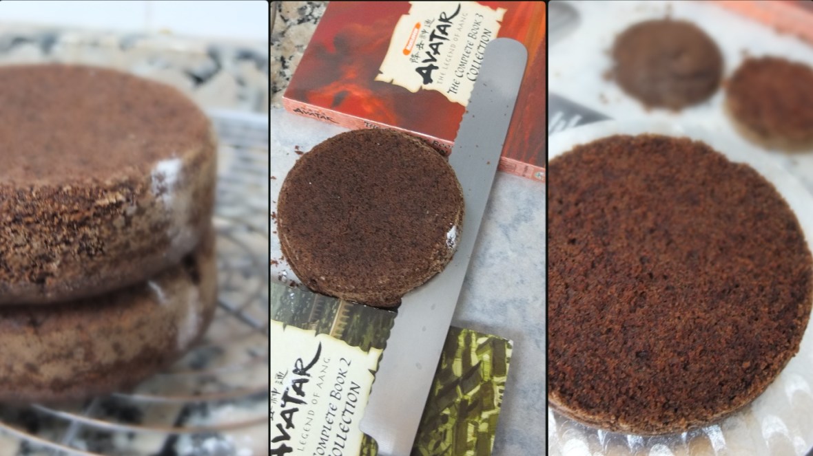 Vegan mocha layer cake - assembling 1