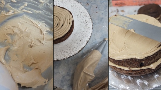Vegan mocha layer cake - assembling 2