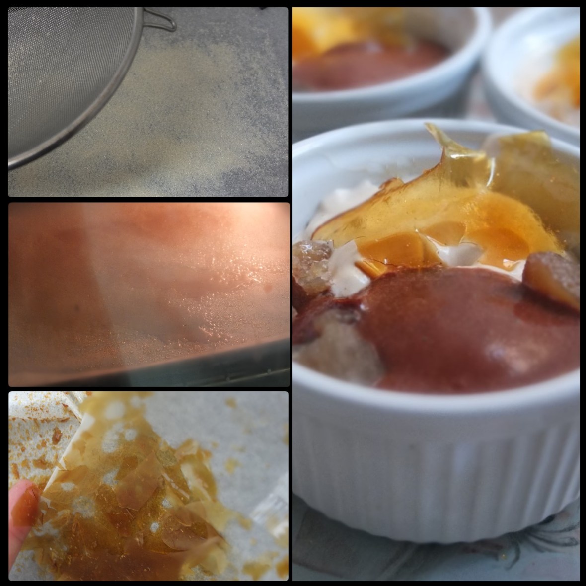 Caramelised sugar shards