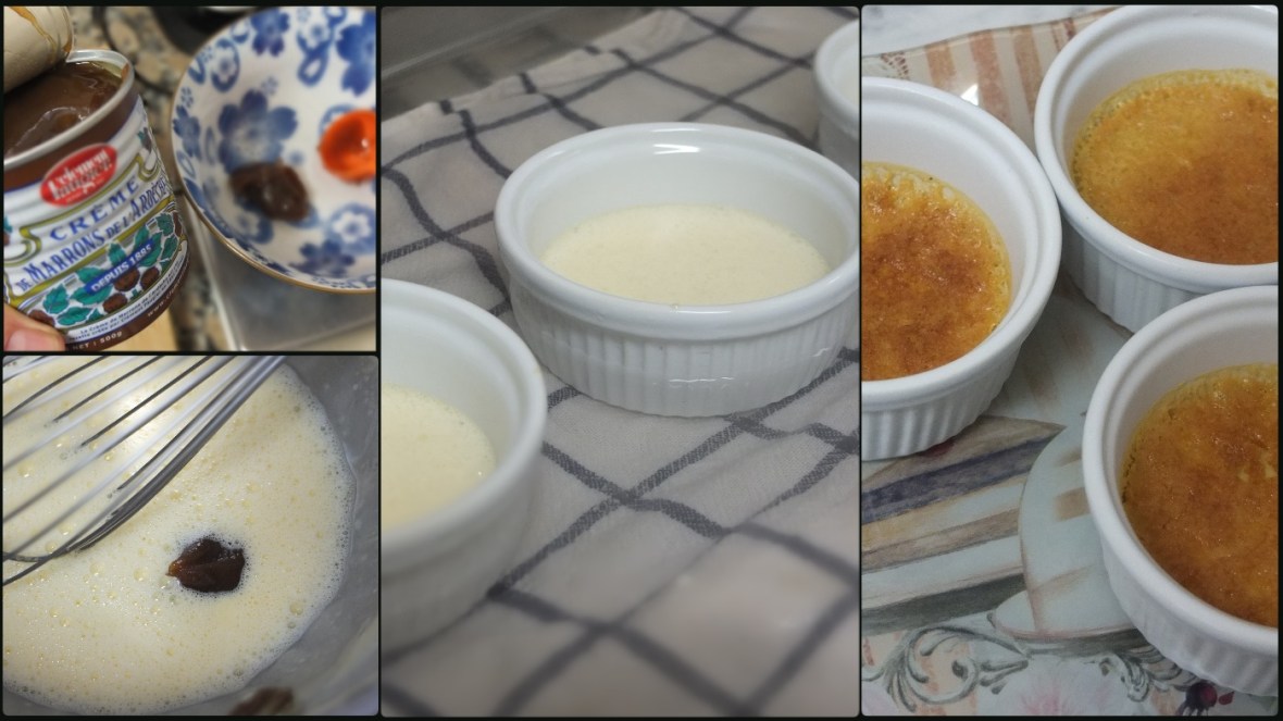 Making chestnut crème brulée 2