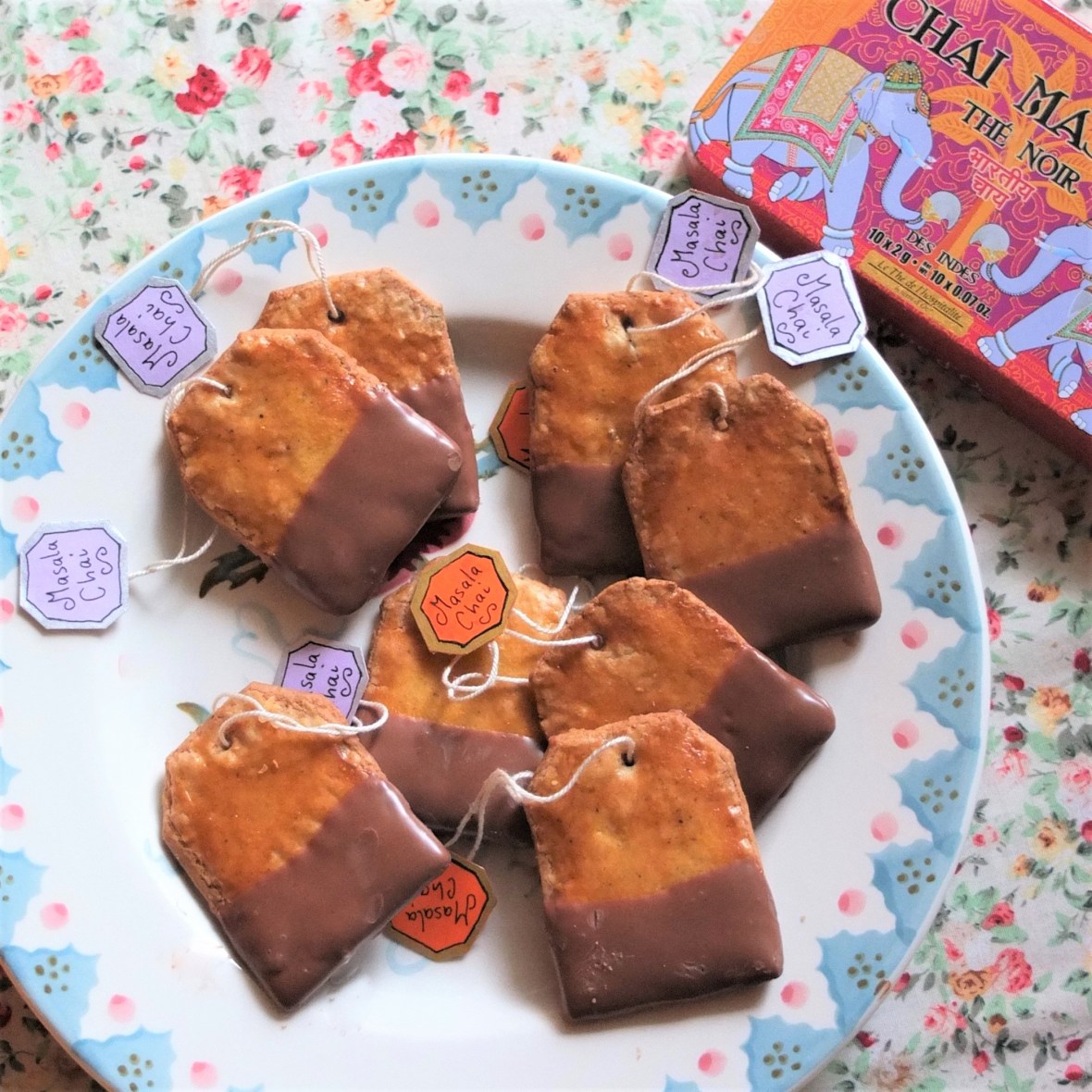 Healthier masala chai and chocolate tea bag biscuits