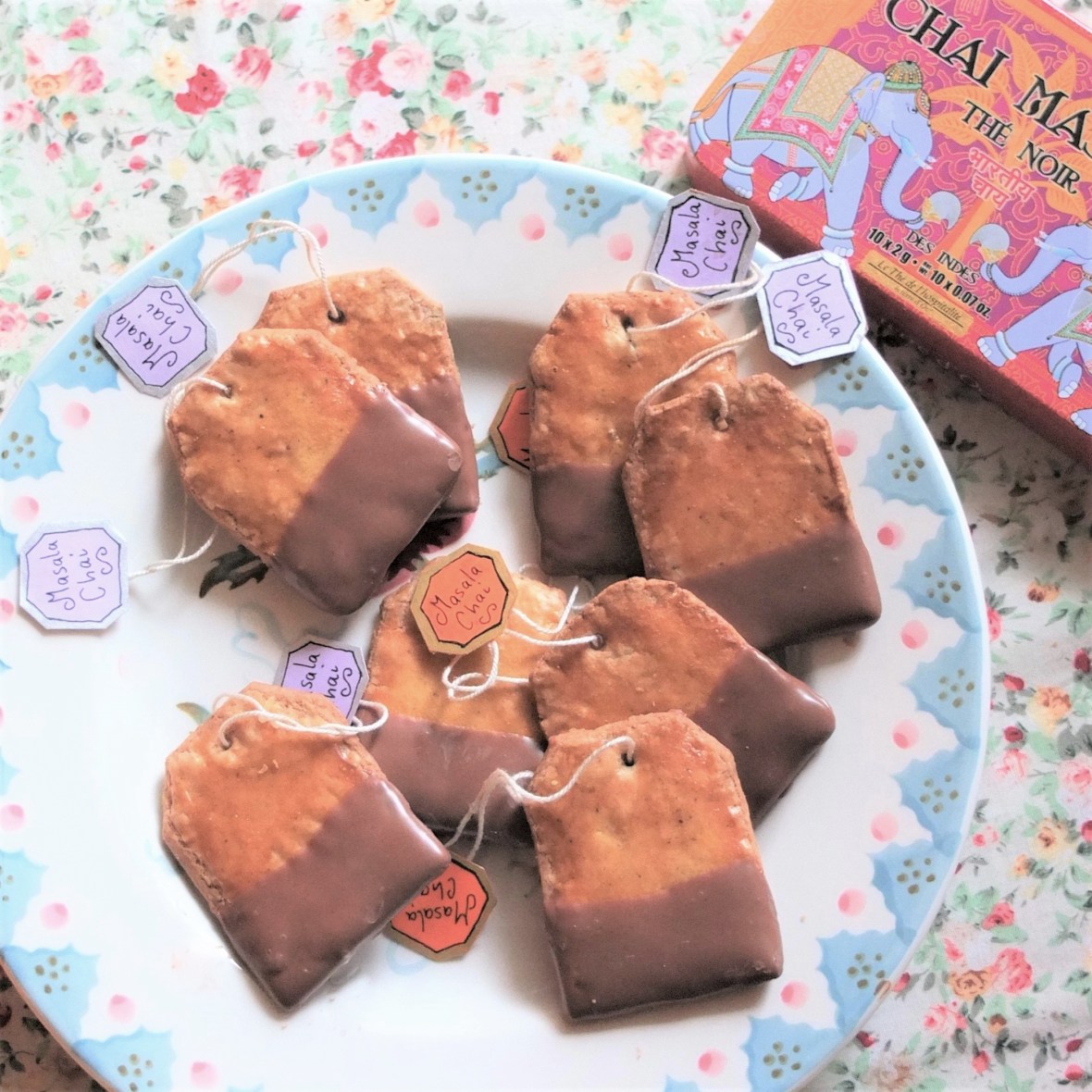 Healthier masala chai and chocolate tea bag biscuits