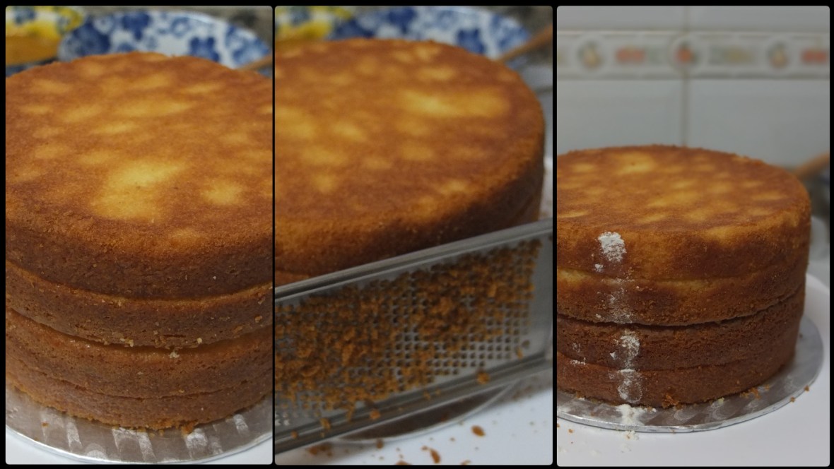 Preparing the sponge layers 1 - drip cake